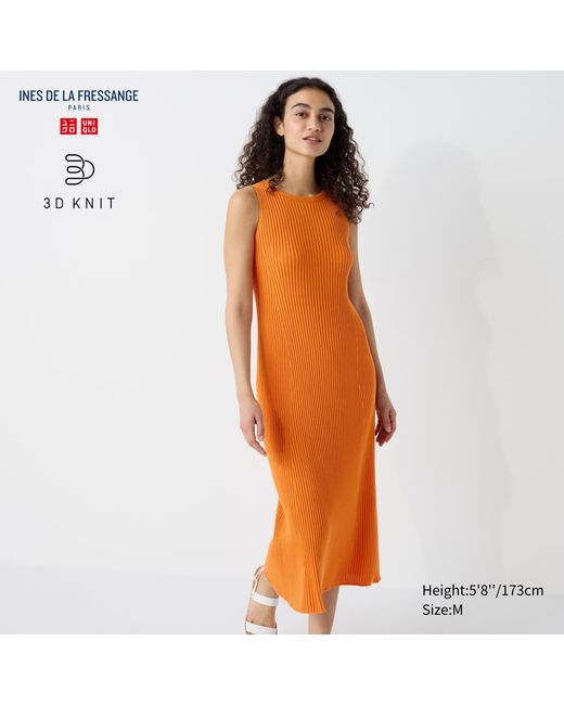 Uniqlo Orange Baumwolle 3d knit nahtloses geripptes ärmelloses kleid