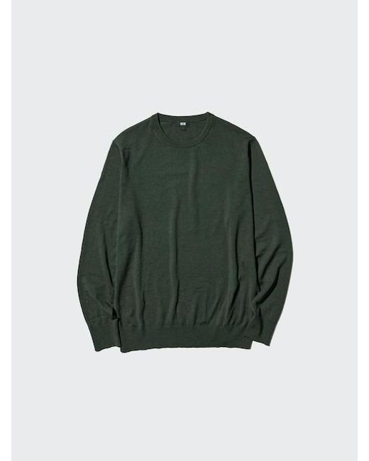Uniqlo Green 100% Merino Crew Neck Jumper for men