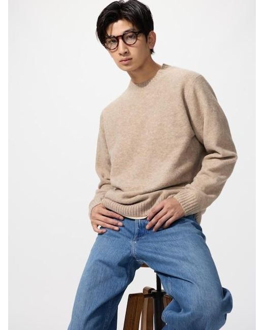 Uniqlo Blue Soufflé Yarn Crew Neck Jumper for men