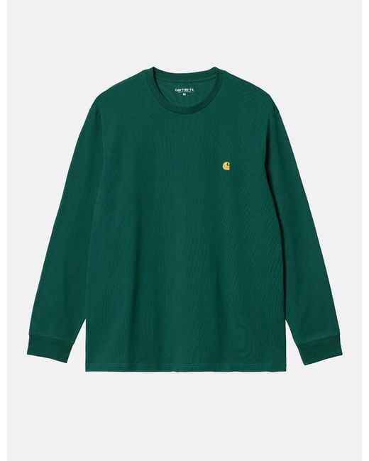 Carhartt Green Wip Long Sleeve Chase T-shirt (loose) for men