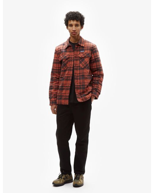 Patagonia Red Insulated Fjord Flannel Ice Caps Shirt for men