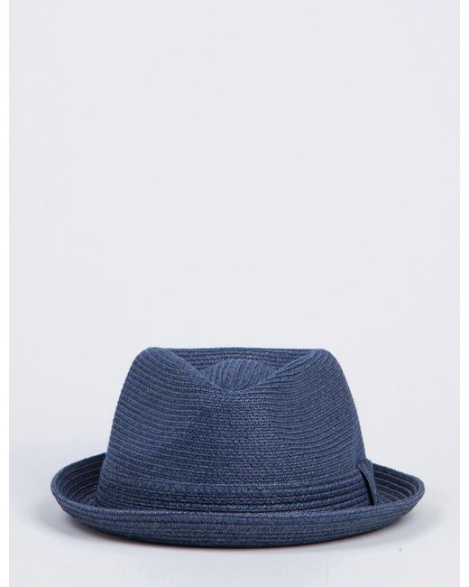 blue trilby hat