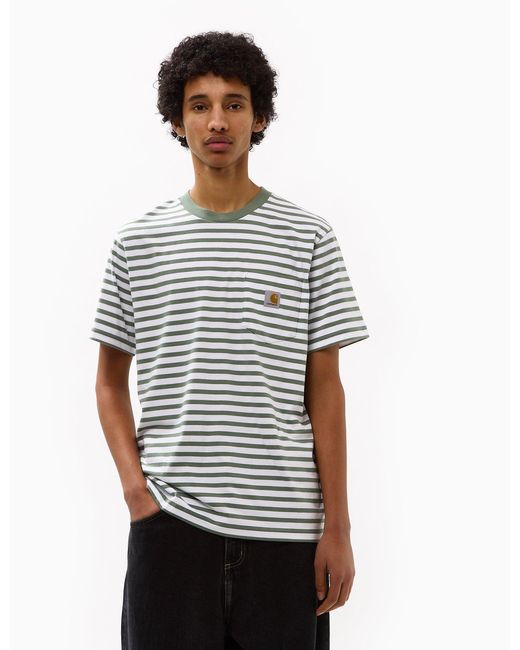 Carhartt Gray Wip Seidler Stripe Pocket T-shirt for men