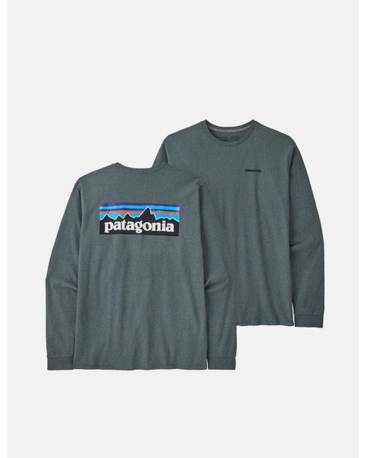 Patagonia Blue P-6 Logo Responsibili-tee Long Sleeve T-shirt for men