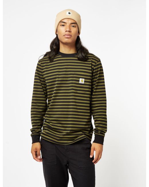 Carhartt Brown Wip Seidler Pocket Long Sleeve T-shirt (seidler Stripe) for men