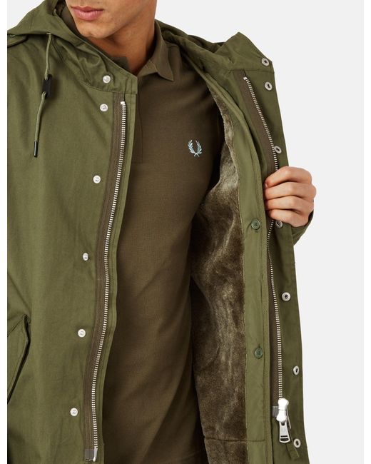 Fred Perry Detachable Liner Parka Jacket in Green for Men | Lyst