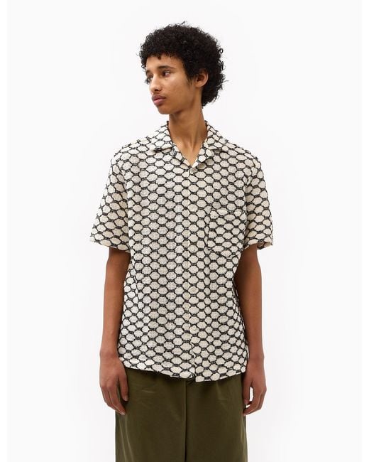 Portuguese Flannel Black Net Short Sleeve Shirt for men