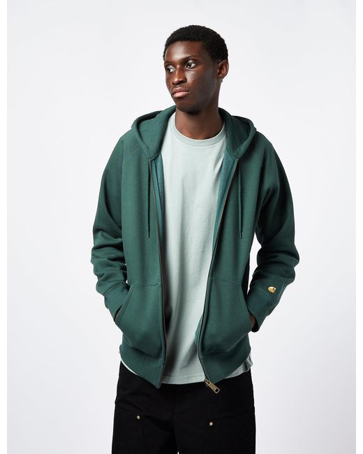 Carhartt Green Wip Chase Hooded Zip Sweatshirt for men