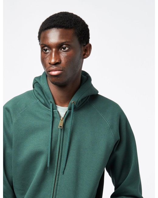 Carhartt Green Wip Chase Hooded Zip Sweatshirt for men