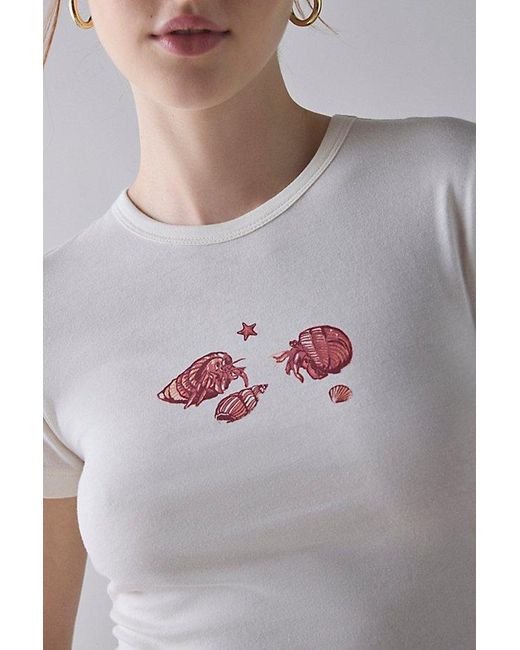 Urban Outfitters Gray Fish Friends Graphic Baby Tee
