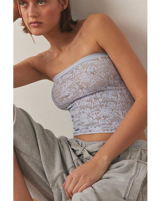 Out From Under Gray Divine Sheer Lace Diamante Tube Top