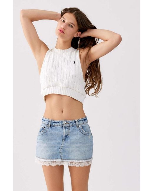 Urban Outfitters Blue Uo Brynne Low-rise Denim Mini Skirt