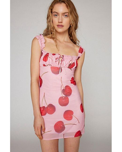 Urban Outfitters Pink Uo Bianca Mesh Mini Dress