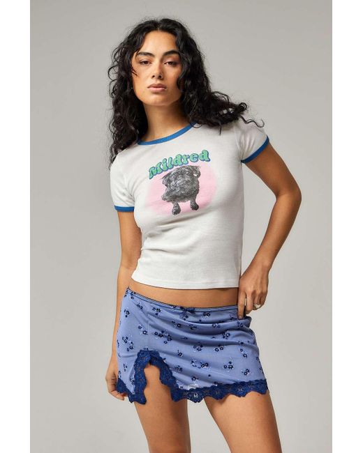 Urban Outfitters Gray Uo Printed Slip Mini Skirt