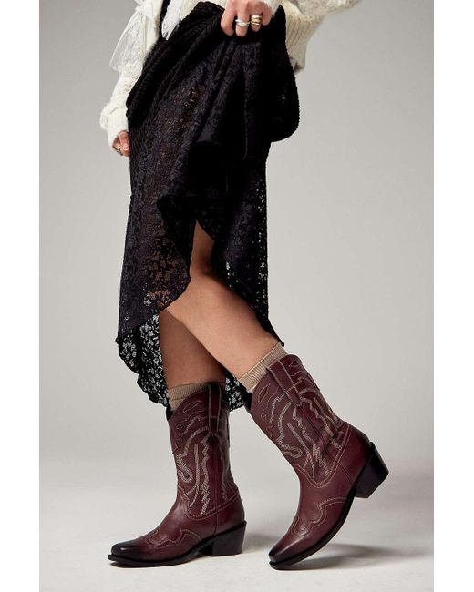 Urban Outfitters Black Uo Red Texas Embroidered Western Boots