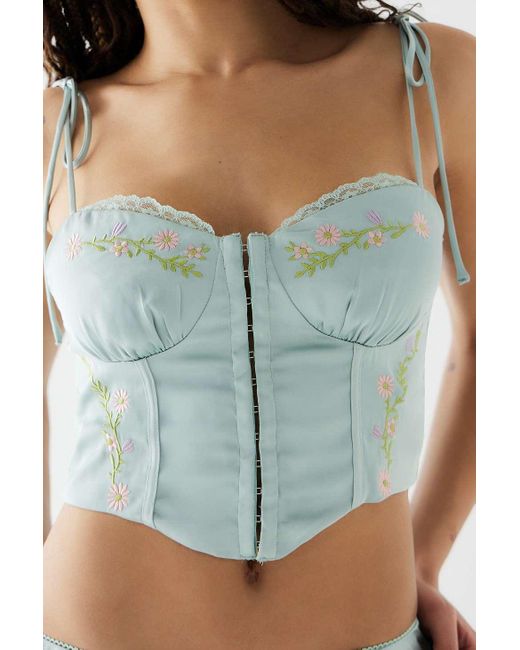 Love Triangle Blue Spring Embroidered Satin Bodice