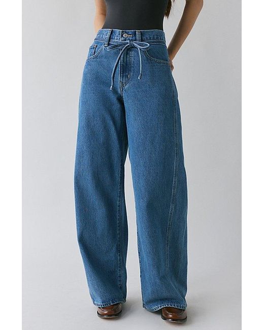 Levi's Blue Xl Seamed Straight Tie Waist Jean