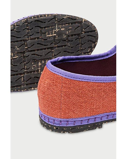 Flabelus Red Linen Mary Jane Flat