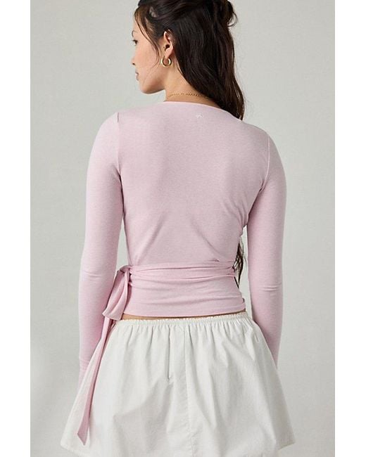 Out From Under Pink Bec Long Sleeve Ballet Wrap Top