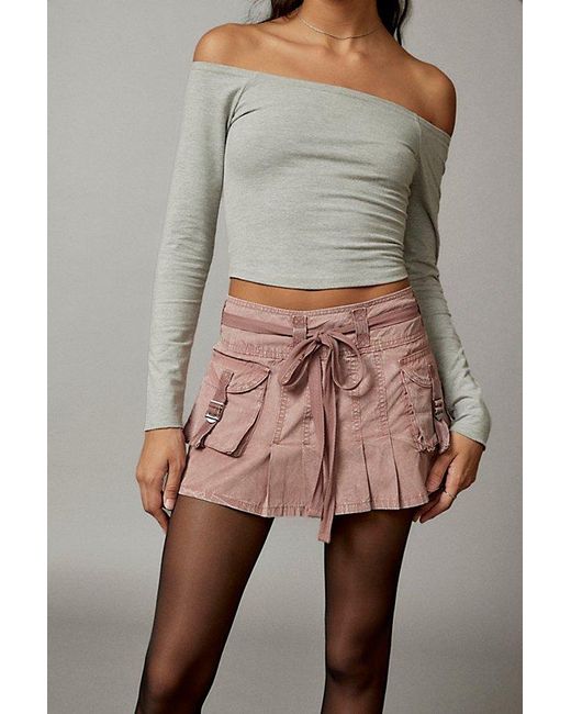 BDG Pink Cargo Kilt Mini Skirt