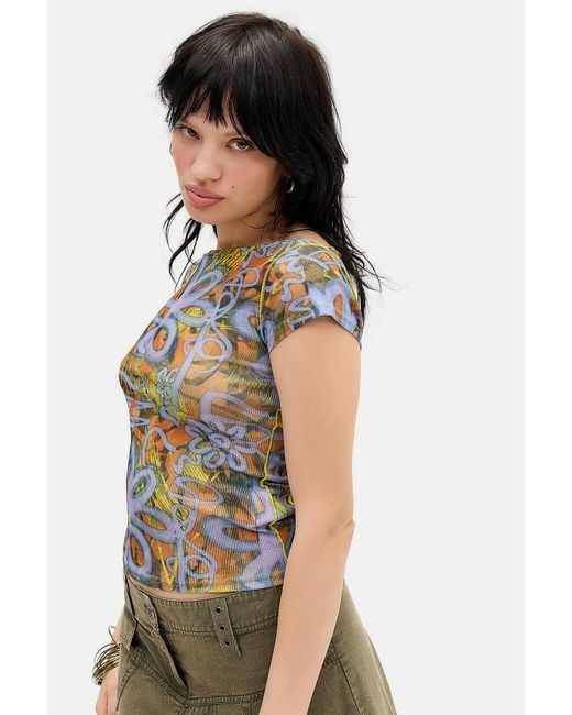 Urban Outfitters Black Uo Frankie Print Short Sleeve T-shirt
