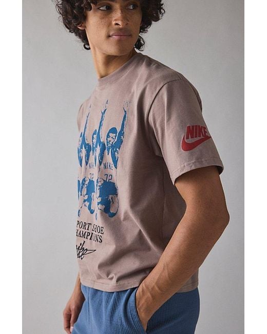 Nike Gray Champions Graphic Boxy Tee for men