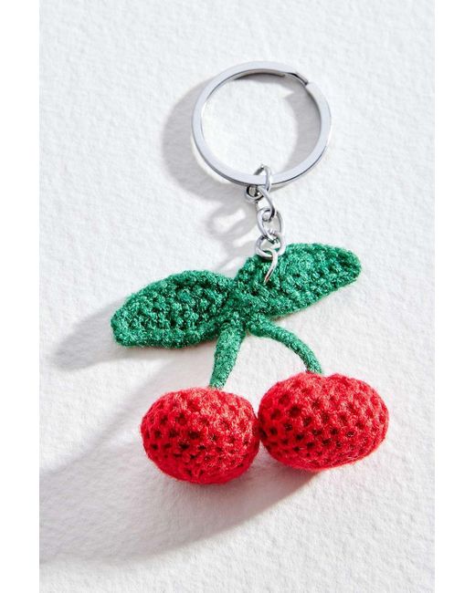 Urban Outfitters White Cherry Knit Keyring