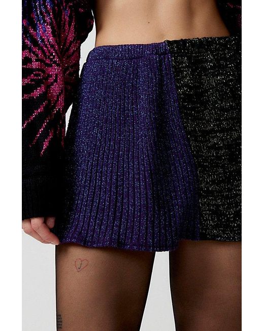 Urban Renewal Blue Parties Remade Sparkle Sweater Spliced Mini Skirt