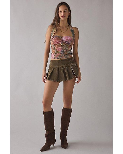 Urban Outfitters Multicolor Uo Erin Ruched Sheer Mesh Cropped Halter Top