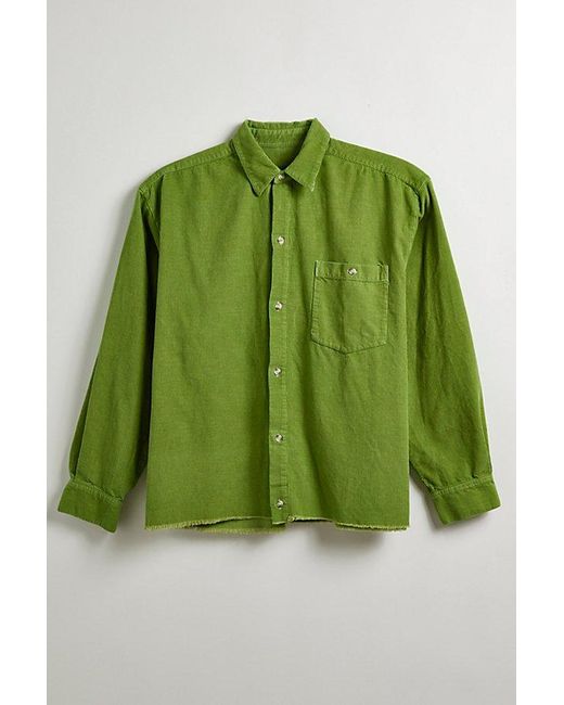 Urban Renewal Green Remade Overdyed Raw Crop Cord Long Sleeve Shirt for men