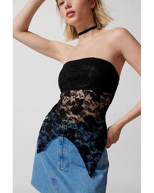 Urban Renewal Blue Remnants Witchy Lace Tube Top