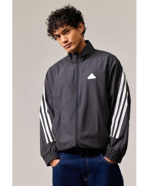 Adidas Gray Black Woven Track Top for men