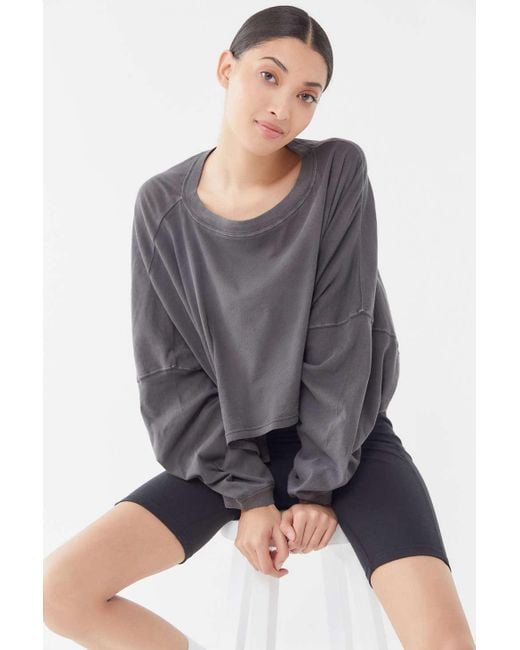 Out From Under Ella Long Sleeve Cropped Tee in Gray | Lyst