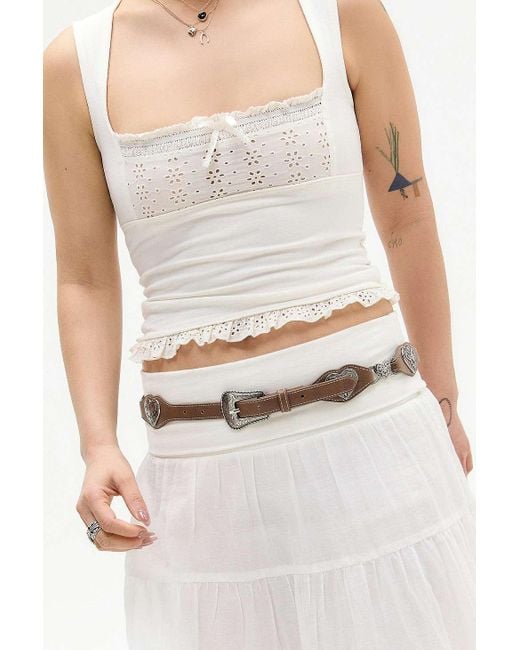 Urban Outfitters Gray Uo Heart Mini Western Concho Belt