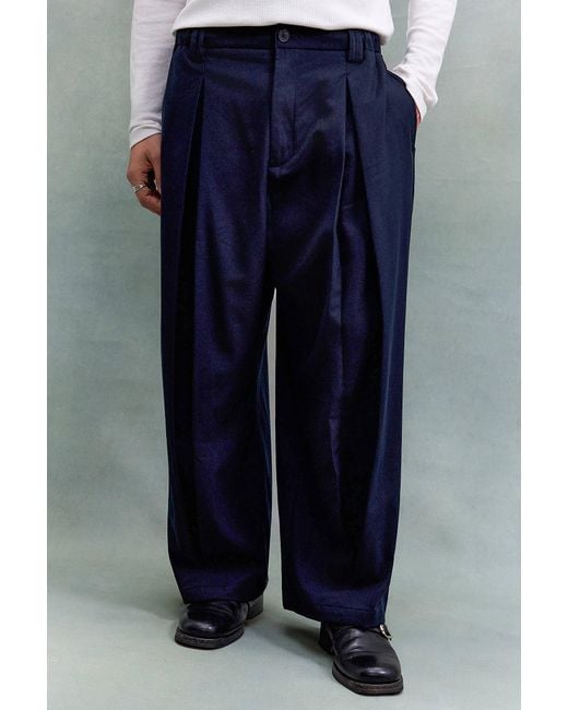 ANGLAN Blue Navy Dart Balloon Trousers for men