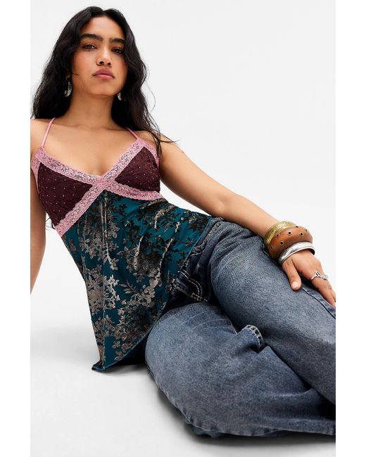 Kimchi Blue Blue Estelle Asymmetric Longline Cami At Urban Outfitters