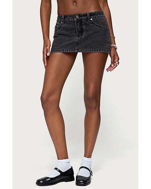 Edikted Black Camelia Denim Mini Skort