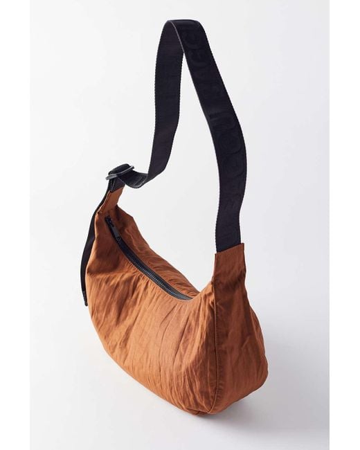 Baggu Brown Medium Crescent Nylon Shoulder Bag