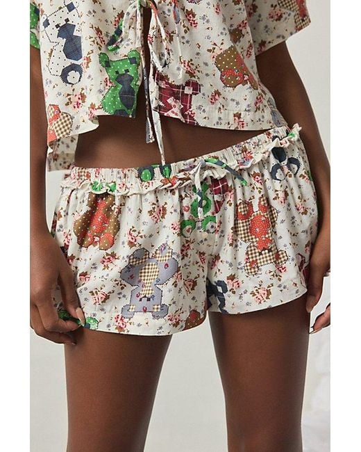 Out From Under Brown Sweet Dreams Tie-Front Top + Micro Short Pj Set