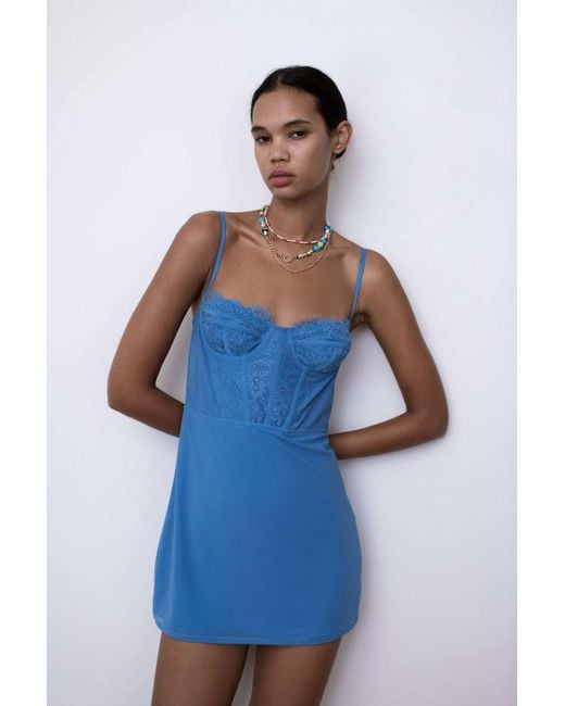 Urban Outfitters Blue Uo Brenna Bustier Dress