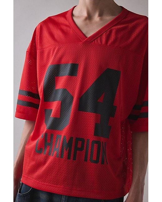 Champion Red Yearbook Mesh Football Jersey Tee for men