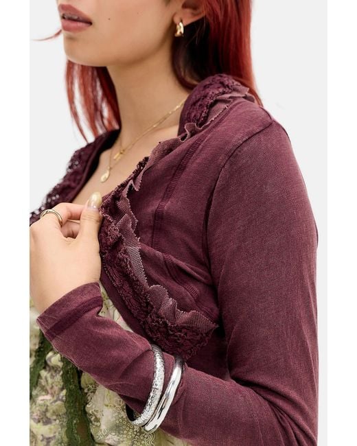 Kimchi Blue Purple Ruffle Bolero