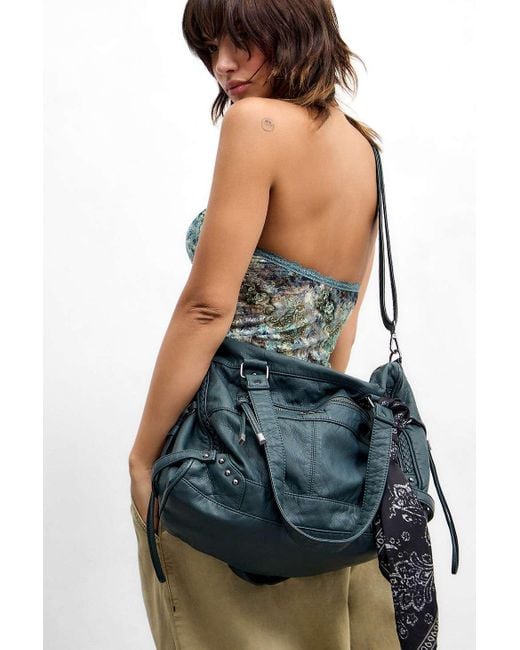 BDG Blue Washed Faux Leather Cindy Scarf Detail Bag