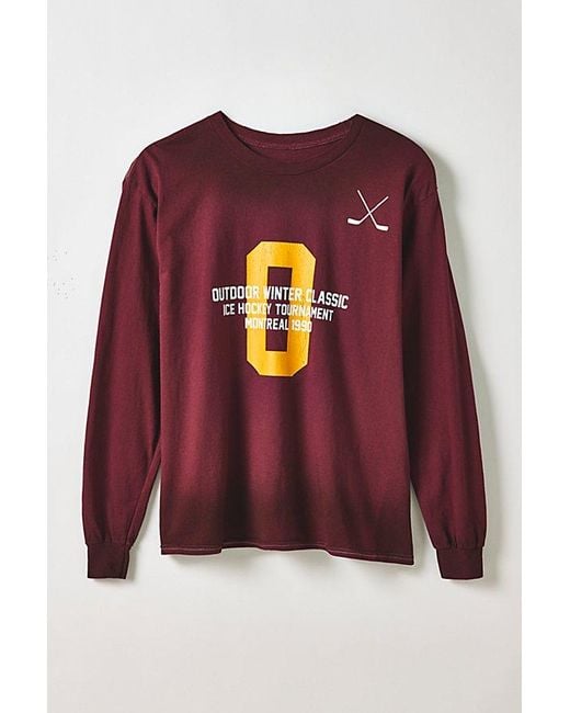 Urban Outfitters Red Hockey Outdoor Classic Graphic Long Sleeve Tee for men