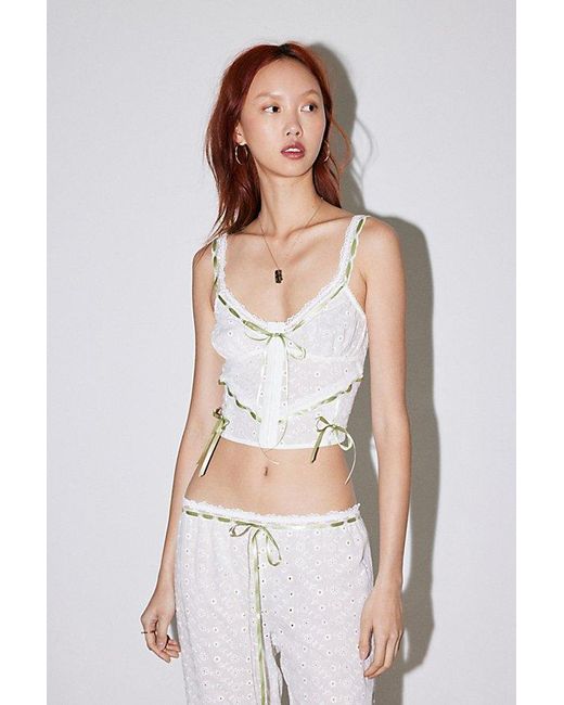 Out From Under White Broderie Cropped Cami