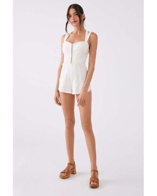 Urban Outfitters Uo Nyma Linen Strappy Romper in Natural