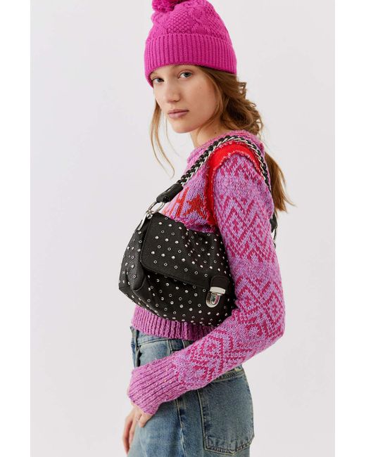 Urban Outfitters Pink Kaia Studded Baguette Bag