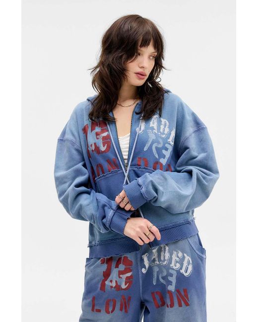 Jaded London Blue Distressed Graphic Hoodie