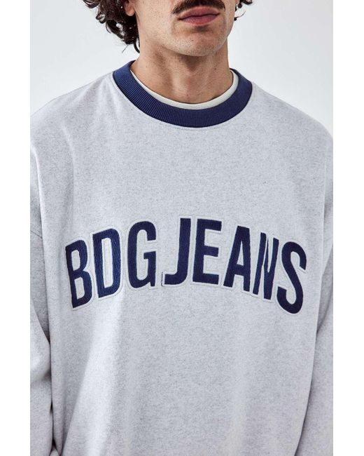 BDG White Grey Applique Sweatshirt for men