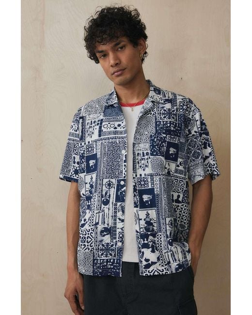 Urban Outfitters Blue Uo Tile Print Shirt for men